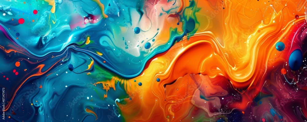 Poster abstract colorful paint splashes background with vibrant swirls and dynamic colors