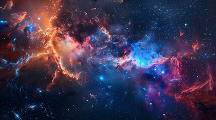 Obraz premium An awe-inspiring view of the universe with stars, featuring vibrant and deep blue colors, creating a mesmerizing backdrop.