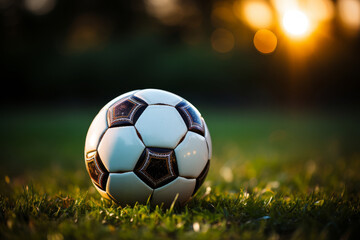 Soccer ball on green field