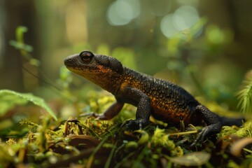 Obraz premium Alpine Newt, Macro,Left side view