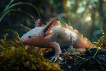 Obraz premium Axolotl, Macro,Left side view