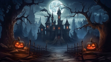 Spooky Halloween Dark Scene Background HD