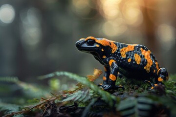 Fototapeta premium Fire Salamander, Macro,Left side view