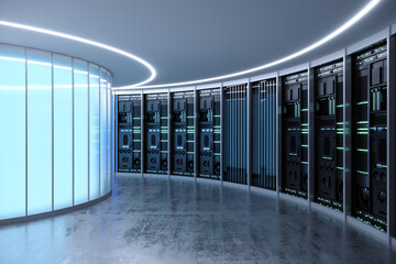Concept interior of a data center or server