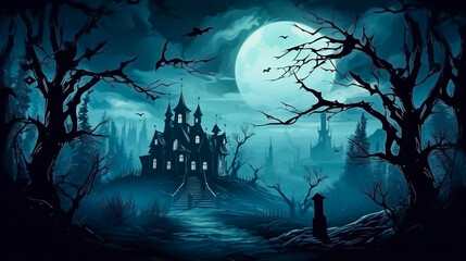 Spooky Halloween Dark Scene Background HD
