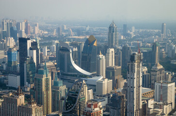 Obraz premium Business district with skyscrapers in Bangkok, Thailand