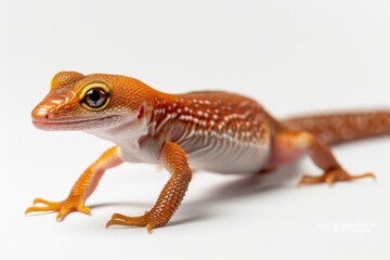 Fototapeta premium the beside view Ensatina, left side view, white copy space on right, isolated on white background