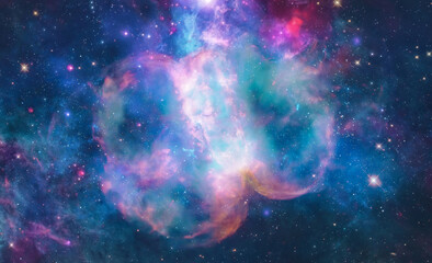 Sky with stars and galaxies. Bright space background. Colorful Universe. Elements of this image furnished by NASA