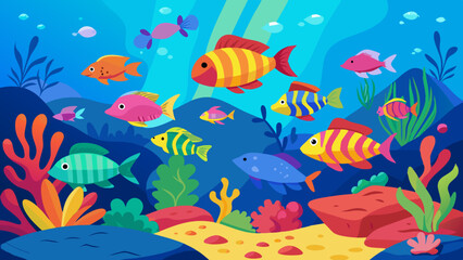 coral reef with fishes