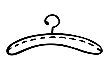 Doodle clothes hanger. Hand drawn cute fashion style scribble. Png clipart isolated on transparent background