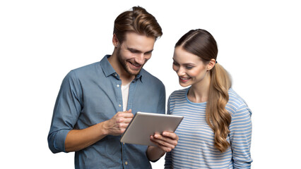 Smiling Couple Viewing Digital Tablet Together