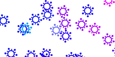 Light pink, blue vector background with covid-19 symbols.