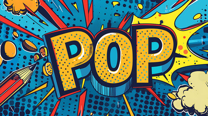 a stylized illustration of the word "POP" in bold, block letters at the center, with a pencil lying diagonally across the bottom left corner