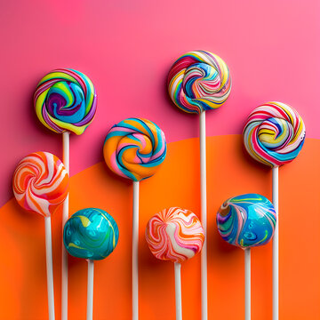 Fotografia de unas piruletas de diferentes colores