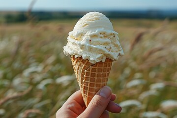 Woman's hand holding Fantasy Cone of Ice cream
