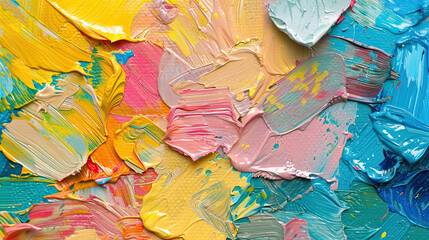 Multicolored Texture Painting, Abstract Art Background, Oil on Canvas, Rough Brushstrokes of Paint, Vibrant Artistic Expression, Colorful Visual Composition, Creative Art Piece, Textured Artwork