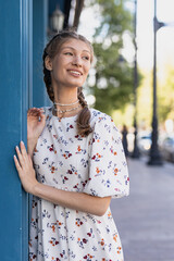 cute girl on summer urban street