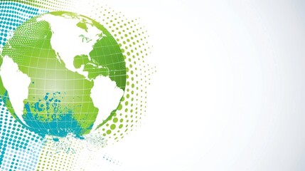 Abstract Green Earth Globe with Halftone Pattern