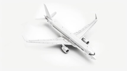 A white model airplane isolated on a white background with a clipping path.

