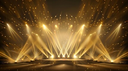 illustration center gold stage spotlight on dazzling show dramatic illumination event spotlighting in night entertainment extravaganza bright lights at theater