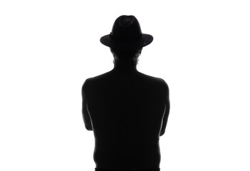 silhouette of a male cowboy on a white background