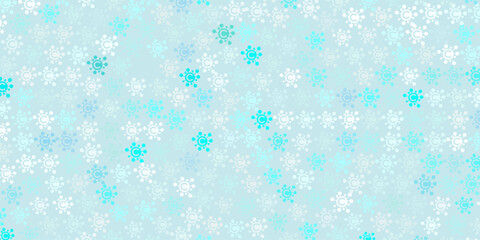 Light BLUE vector background with covid-19 symbols.