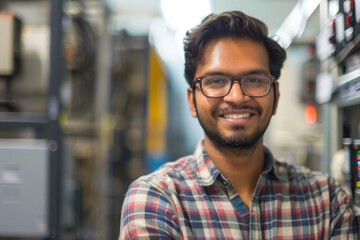Obraz premium Indian handsome man smiling, Electrical Engineer