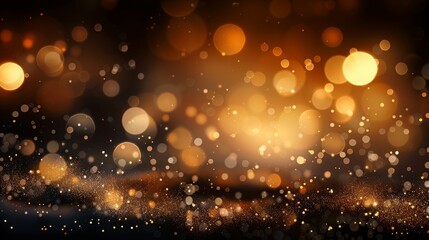 Obraz premium Golden glitter bokeh lights an abstract background.