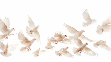 Obraz premium A group of doves flying in the sky, in png transparent