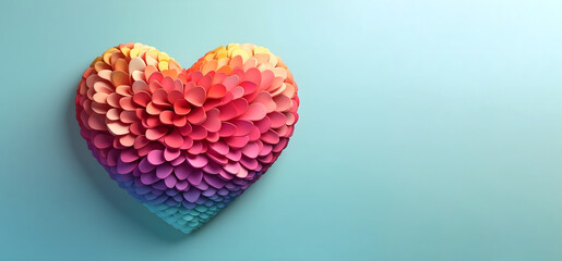Gradient Heart background. Valentines day wallpaper with copy space. AI generative item