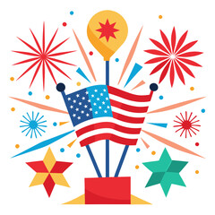 Celebrate Independence Day 4th of July Fireworks Vector Illustration