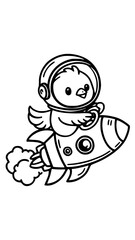 Obraz premium Cute Bird Riding Rocket - Cartoon Vector Icon Illustration Generative AI