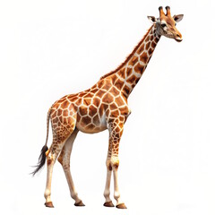 Naklejka premium African giraffe isolated on white background. Side view.