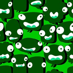 Cartoon monsters seamless text bubble pattern for wrapping paper and fabrics