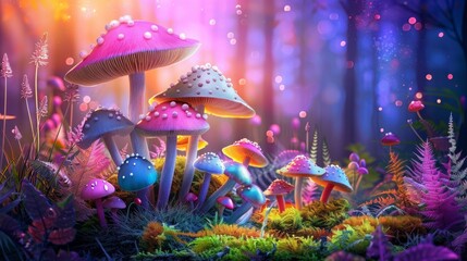 fabulous bright background with fantasy elements for wall or poster or illustration wonderland