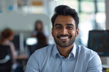 Obraz premium Indian handsome man smiling, Sales Manager