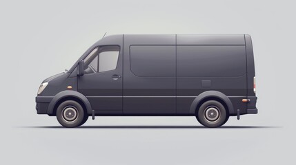 A black van is parked on a grey road