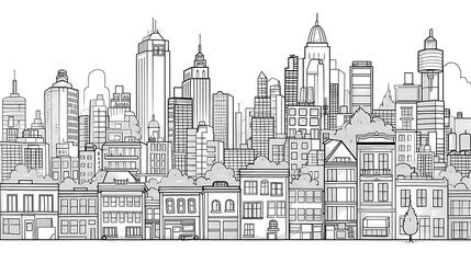 Obraz premium city, building, town, vector, urban, skyline, cityscape, illustration, house, architecture, green, skyscraper, eco, design, business, home, icon, buildings, construction, street, ecology, downtown, to