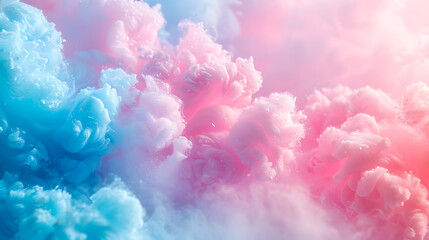 Abstract blend of swirling pink and blue smoke, creating a soft, dreamy atmosphere. Perfect for themes of contrast, harmony, and ethereal beauty. Generative Ai.