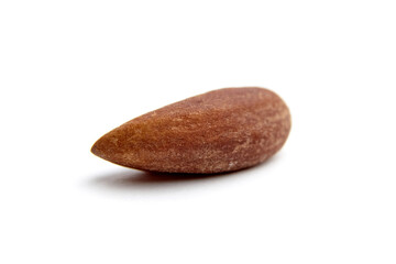 Close-up of a single Brazil nut isolated on a white background. Perfect for illustrating healthy eating, snacks, and nutrition
