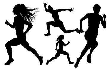 atletas, siluetas, salto, pertiga, deporte, vectores, ilustracion, corriendo, carrera, deporte