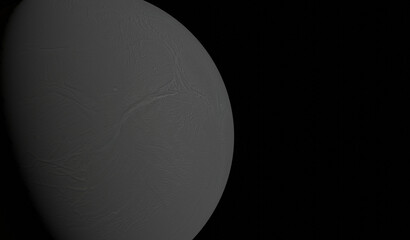 3d render of Enceladus, Saturn's moon
