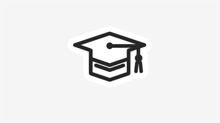 Black and White Simple Graduation Cap Icon