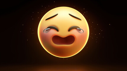 Cute round yellow emoji on dark background