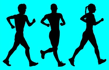 atletas, caminata, siluetas, salto, pertiga, deporte, vectores, ilustracion, corriendo, carrera, deporte