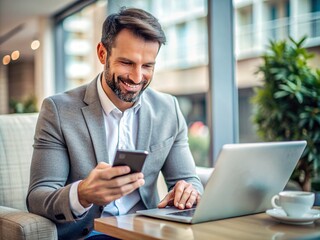 Man using mobile online banking and payments, Digital marketing. Finance and banking network. Online shopping