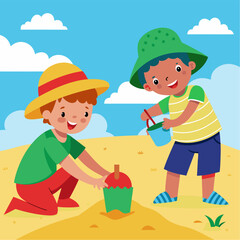 children playing with sand