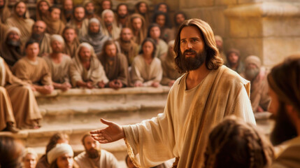 jesus is talking to the people