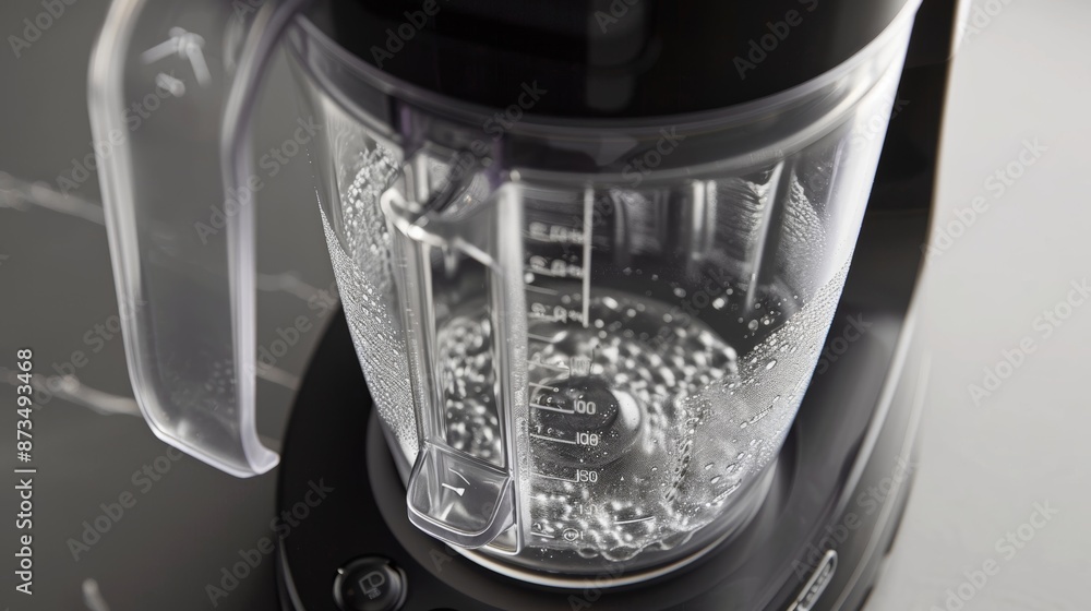 Poster a detailed view of the clear base of a highspeed blender allowing users to see the contents inside a