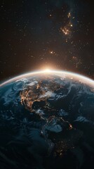 photography of planet Earth parts of it in the shadows and you can see the lights, cinematic, realism, photography, film 